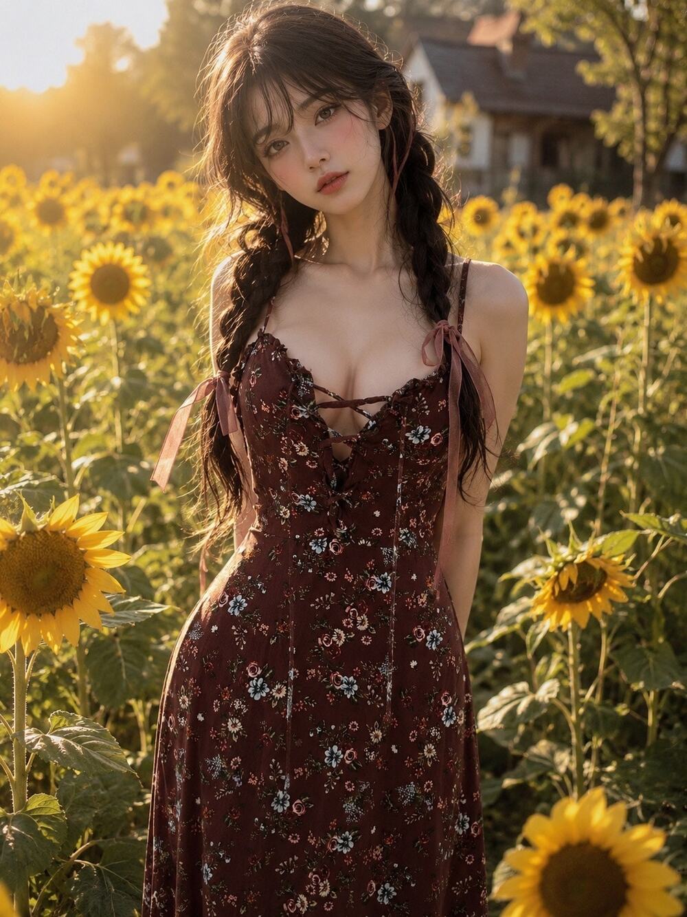 Fair Maiden Meadowlight Corset blooming floral meadowcore maxi dress